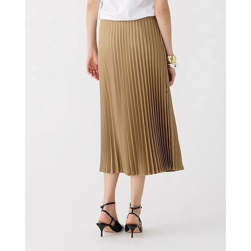 J.Crew Gwyneth Pleated Slip Skirt Bronze Gold Satin Midi Accordion Pleats Large - Picture 3 of 8
